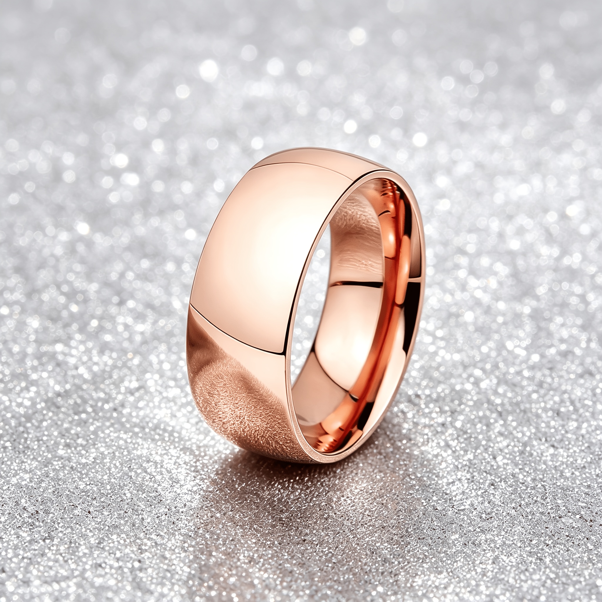 Minimalist Rose Golden Stainless Steel Ring, Elegant Gift